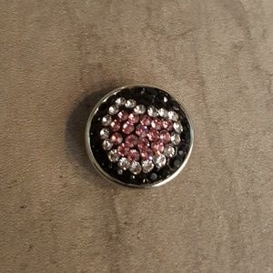 Pink/Clear Heart and Black Rhinestones Snap